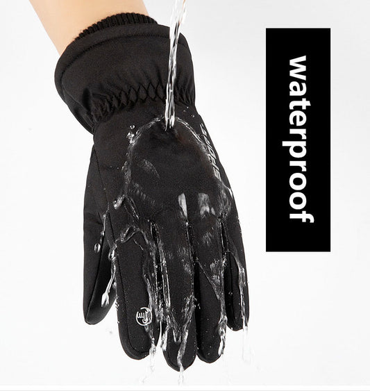 Autumn and winter warm gloves for men and women, touch screen, outdoor cycling, anti slip, windproof, waterproof, and cold proof, with thickened velvet riding gloves