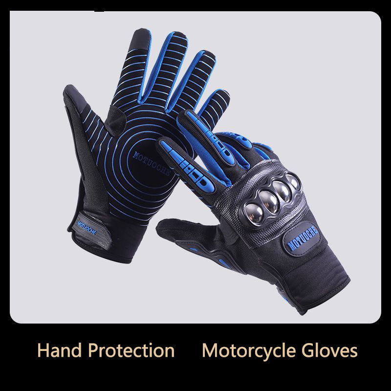 Motorcycle gloves for men riding off-road racing, anti fall and anti slip hard shell with plush thin design, warm touch screen