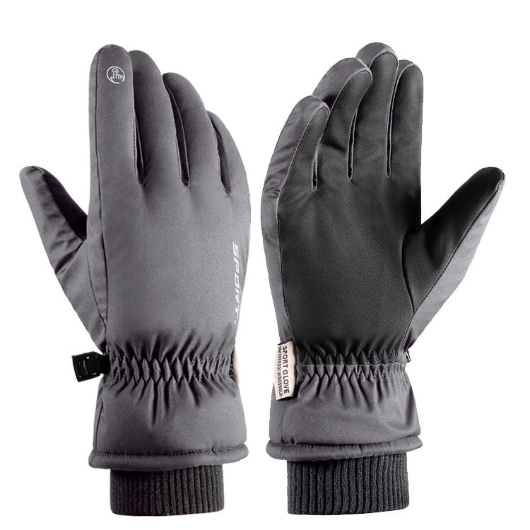 Autumn and winter warm gloves for men and women, touch screen, outdoor cycling, anti slip, windproof, waterproof, and cold proof, with thickened velvet riding gloves