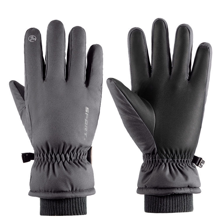 Autumn and winter warm gloves for men and women, touch screen, outdoor cycling, anti slip, windproof, waterproof, and cold proof, with thickened velvet riding gloves