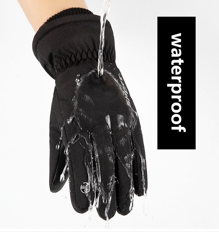 Autumn and winter warm gloves for men and women, touch screen, outdoor cycling, anti slip, windproof, waterproof, and cold proof, with thickened velvet riding gloves