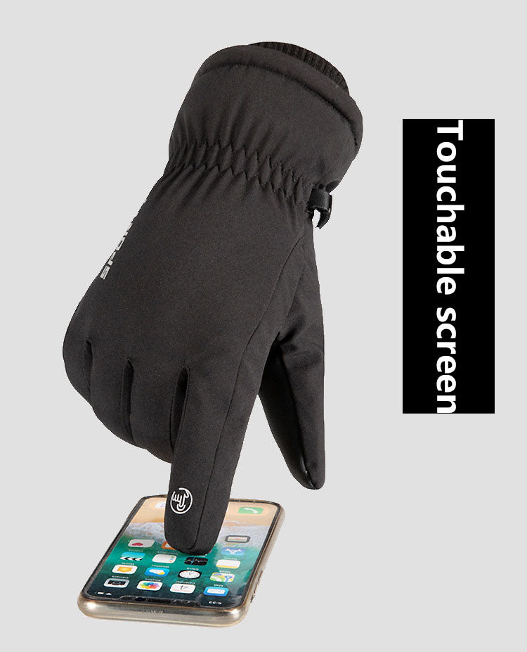 Autumn and winter warm gloves for men and women, touch screen, outdoor cycling, anti slip, windproof, waterproof, and cold proof, with thickened velvet riding gloves