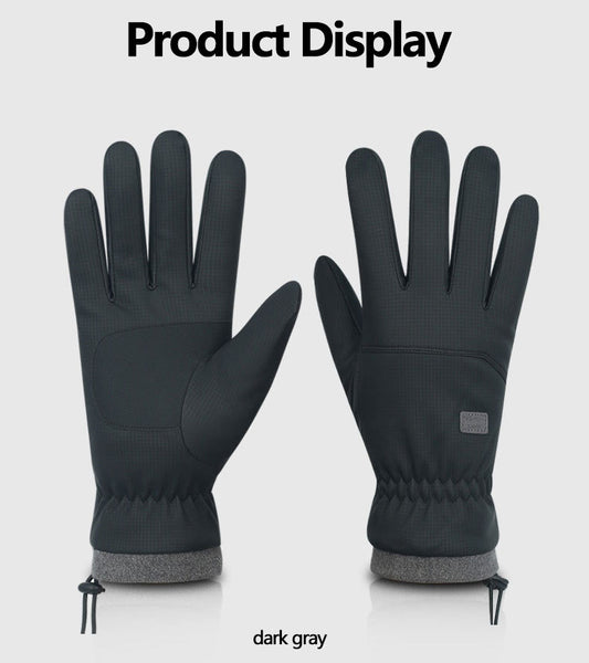 Men's winter skin feel fabric with plush and thickened insulation, cold and waterproof outdoor riding, electric bike and motorcycle gloves