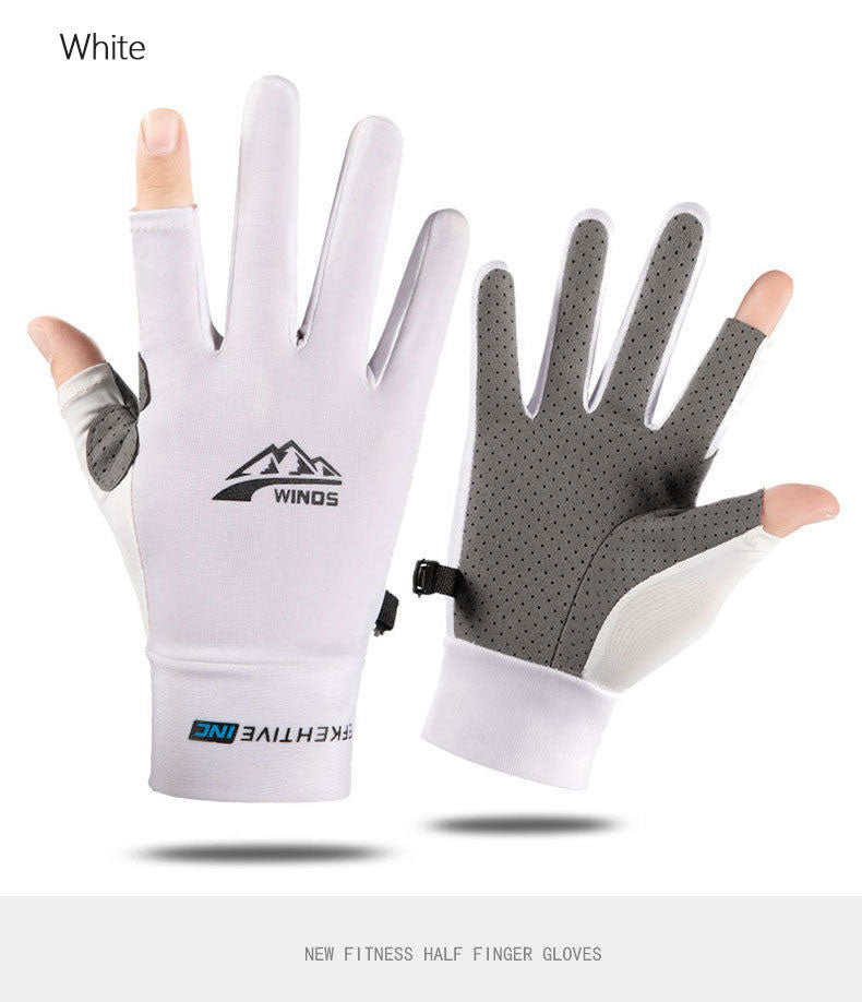 Ice Silk Gloves for Men and Women - Summer Style, Breathable, Quick-Drying, Thin, Suitable for Outdoor Cycling, Driving, Anti-Slip, Sun Protection, Fishing and Sports, Two-Finger Design