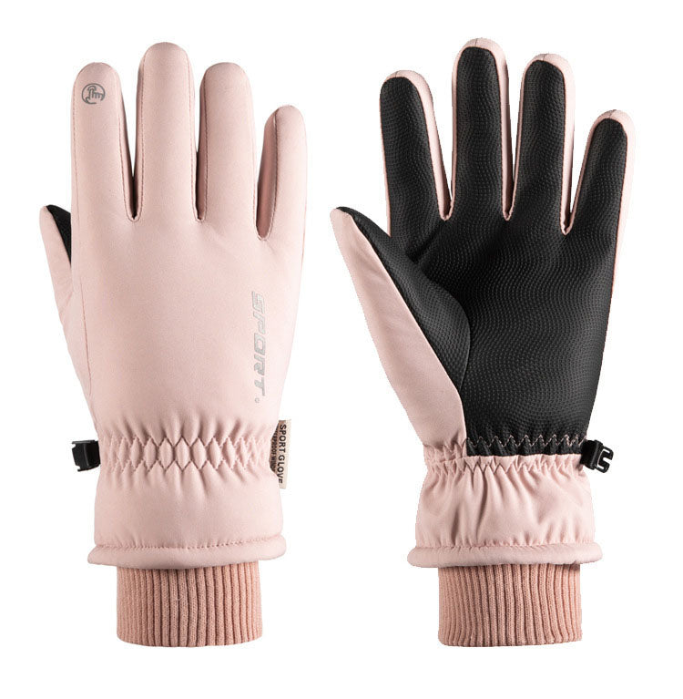 Autumn and winter warm gloves for men and women, touch screen, outdoor cycling, anti slip, windproof, waterproof, and cold proof, with thickened velvet riding gloves