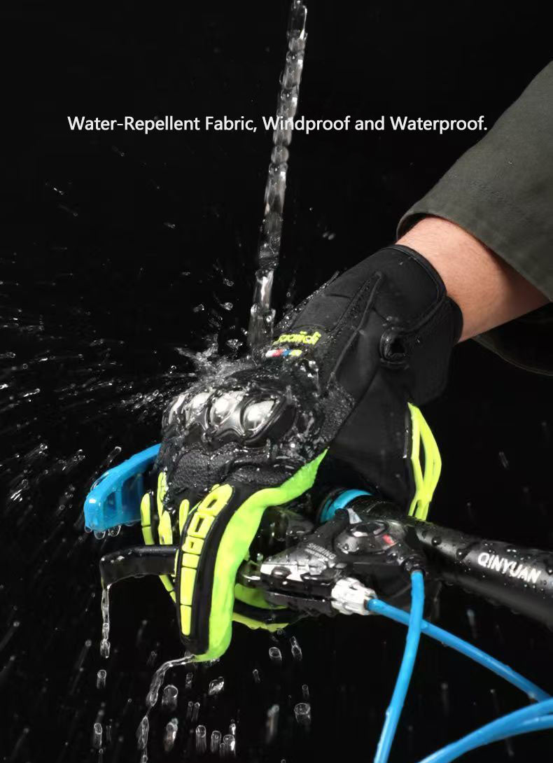 Motorcycle gloves for men riding off-road racing, anti fall and anti slip hard shell with plush thin design, warm touch screen