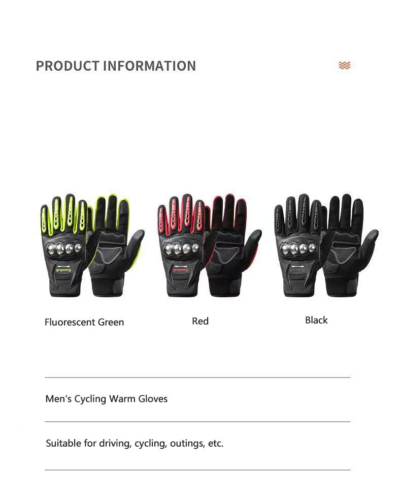Motorcycle gloves for men riding off-road racing, anti fall and anti slip hard shell with plush thin design, warm touch screen