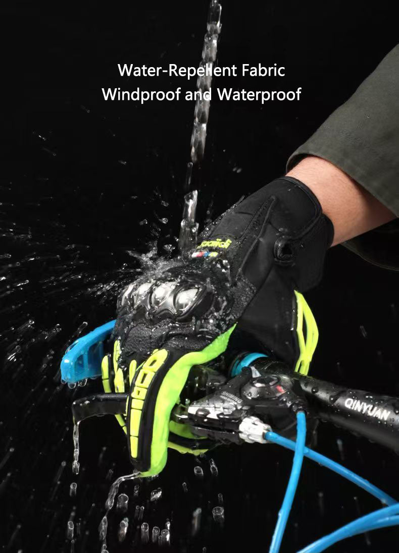 Motorcycle gloves for men riding off-road racing, anti fall and anti slip hard shell with plush thin design, warm touch screen