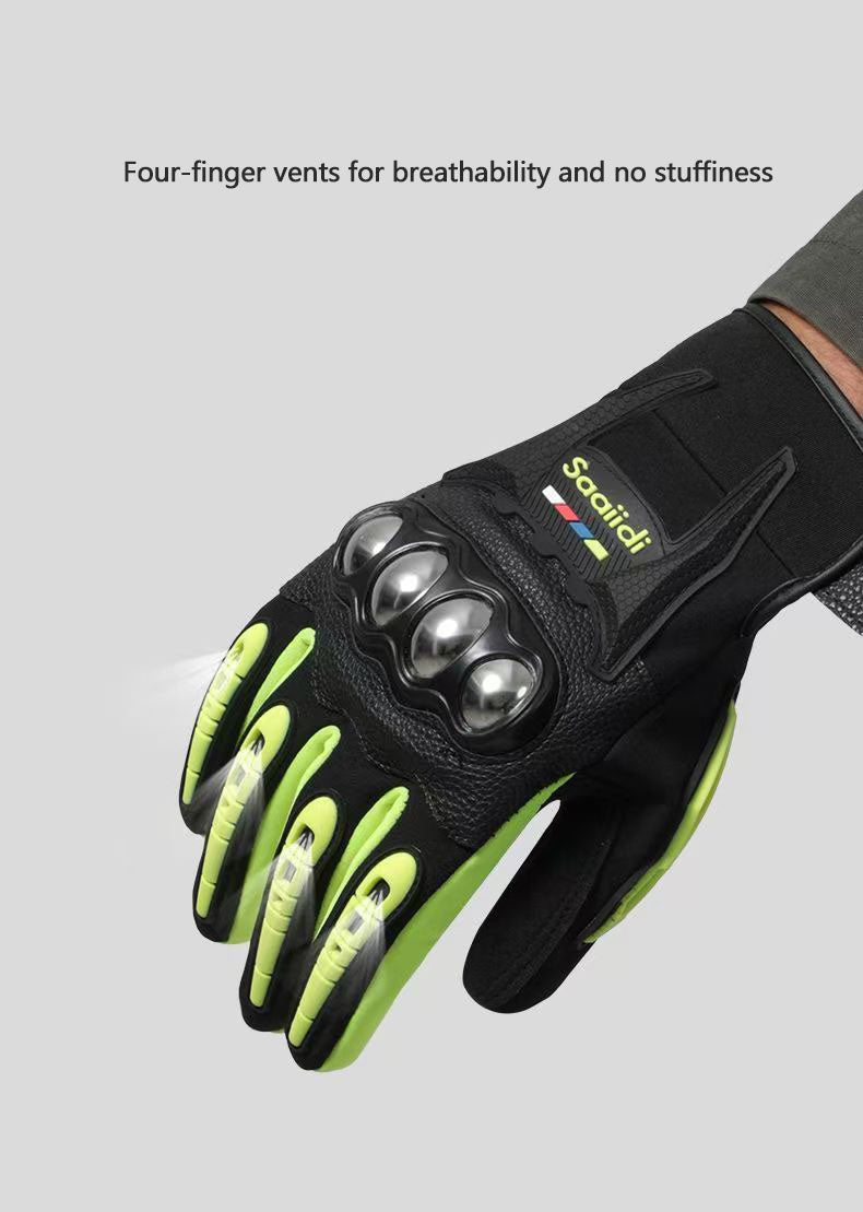 Motorcycle gloves for men riding off-road racing, anti fall and anti slip hard shell with plush thin design, warm touch screen