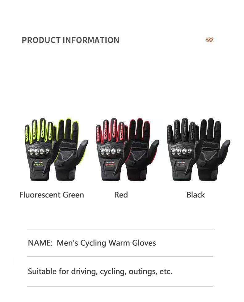Motorcycle gloves for men riding off-road racing, anti fall and anti slip hard shell with plush thin design, warm touch screen