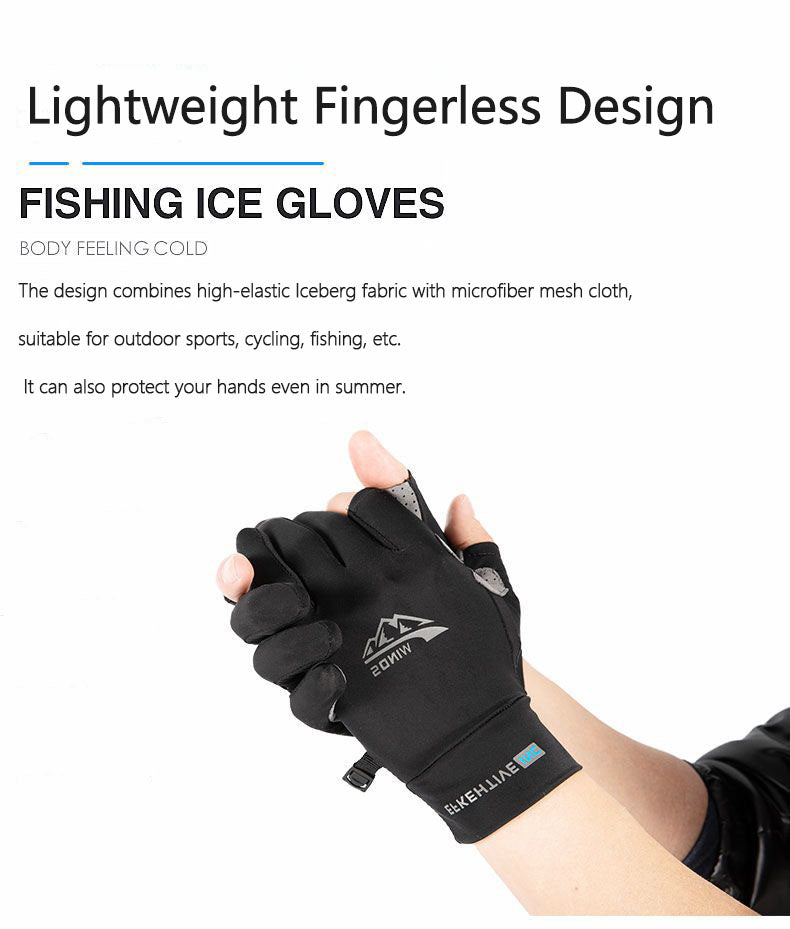 Ice Silk Gloves for Men and Women - Summer Style, Breathable, Quick-Drying, Thin, Suitable for Outdoor Cycling, Driving, Anti-Slip, Sun Protection, Fishing and Sports, Two-Finger Design
