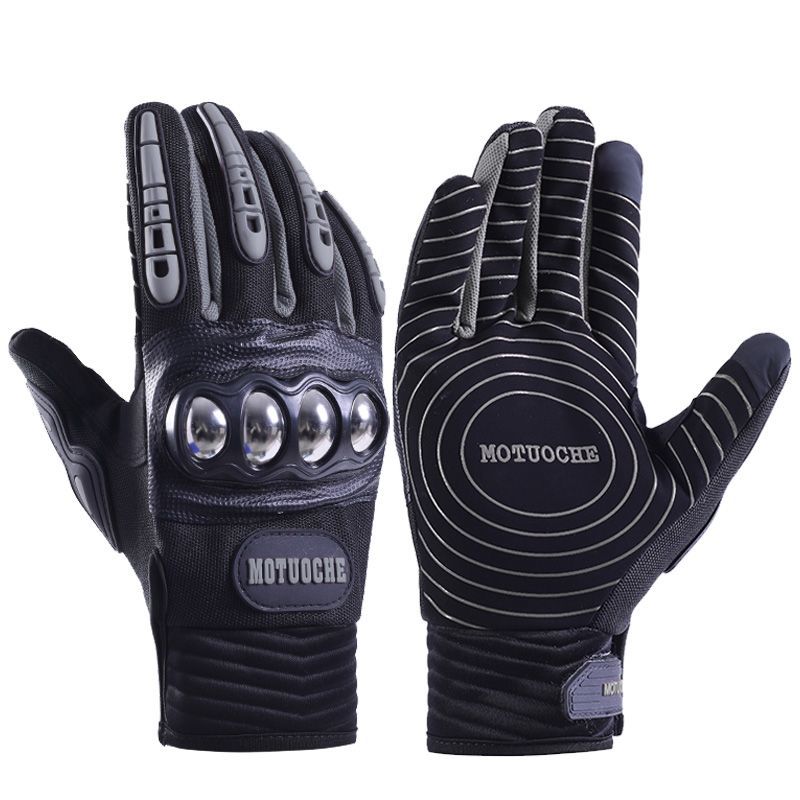 Motorcycle gloves for men riding off-road racing, anti fall and anti slip hard shell with plush thin design, warm touch screen