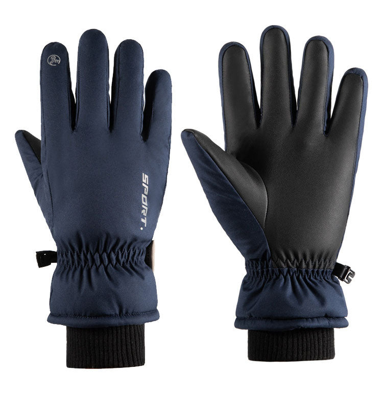 Autumn and winter warm gloves for men and women, touch screen, outdoor cycling, anti slip, windproof, waterproof, and cold proof, with thickened velvet riding gloves