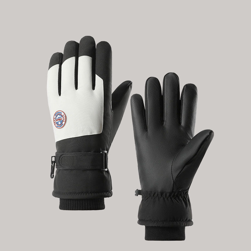 Ski gloves for couples cycling in autumn and winter, warm and touch screen sports, cold proof, and thick cotton gloves with fleece added