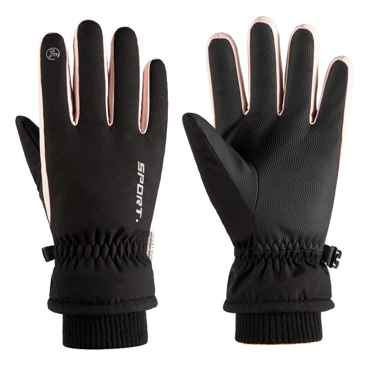Autumn and winter warm gloves for men and women, touch screen, outdoor cycling, anti slip, windproof, waterproof, and cold proof, with thickened velvet riding gloves