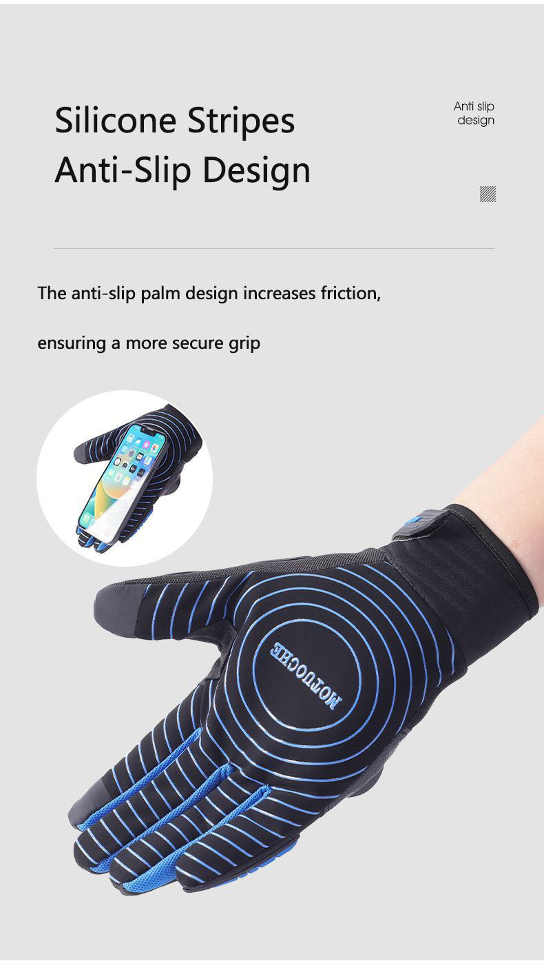 Motorcycle gloves for men riding off-road racing, anti fall and anti slip hard shell with plush thin design, warm touch screen