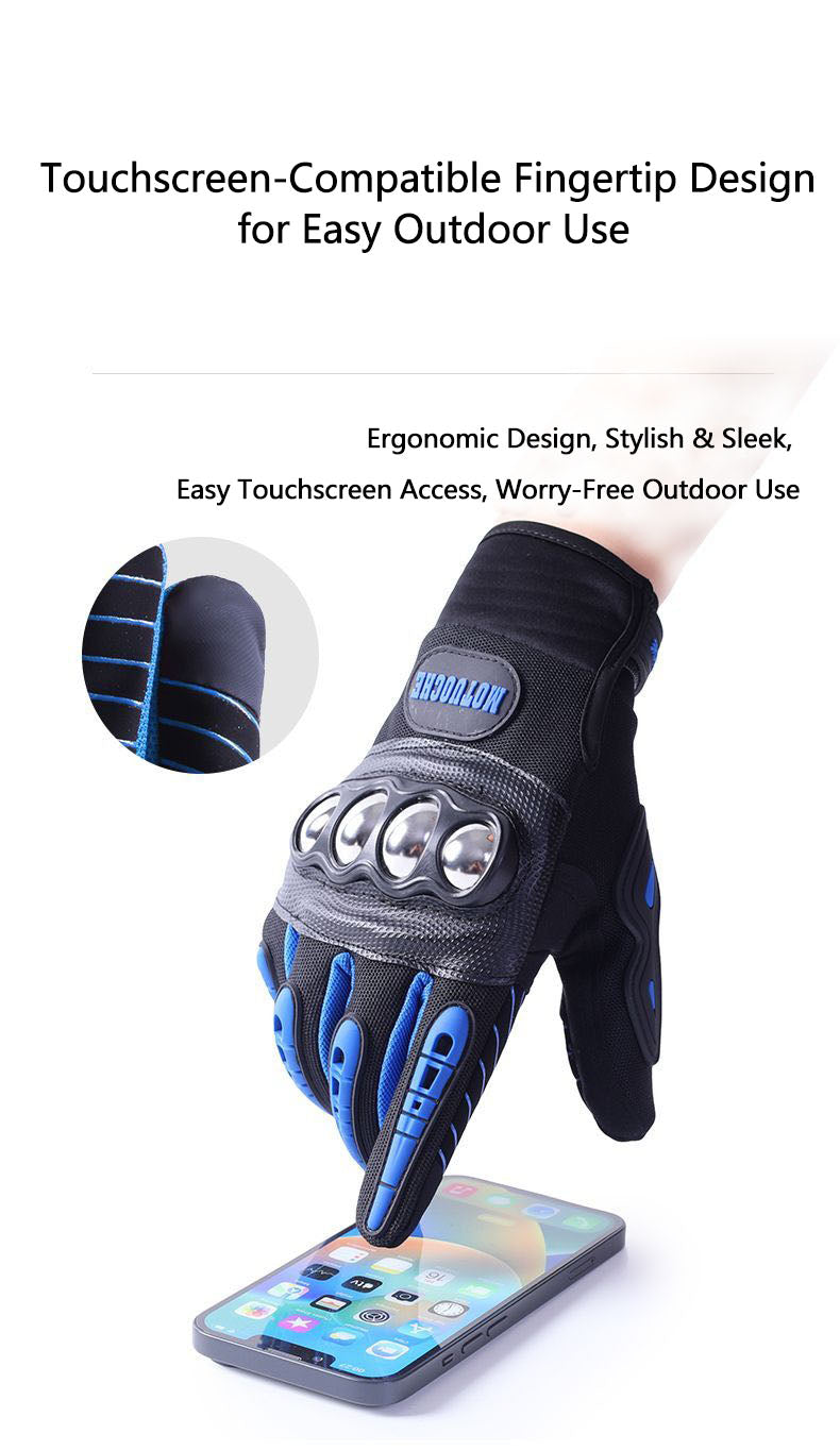 Motorcycle gloves for men riding off-road racing, anti fall and anti slip hard shell with plush thin design, warm touch screen