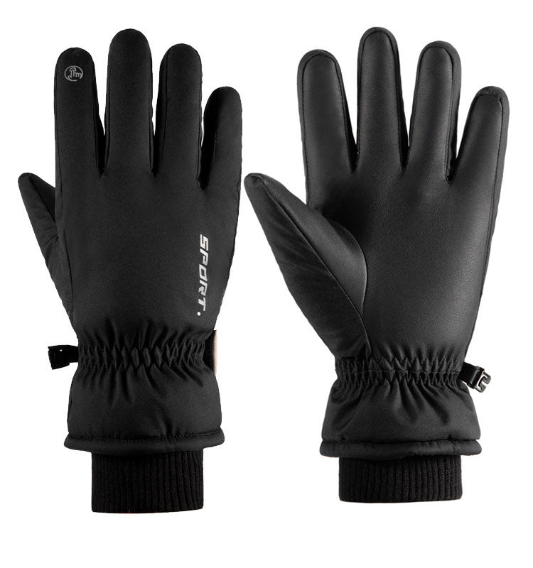 Autumn and winter warm gloves for men and women, touch screen, outdoor cycling, anti slip, windproof, waterproof, and cold proof, with thickened velvet riding gloves