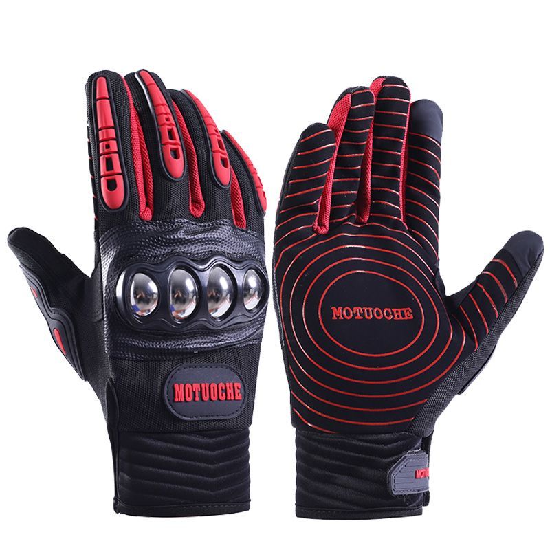 Motorcycle gloves for men riding off-road racing, anti fall and anti slip hard shell with plush thin design, warm touch screen