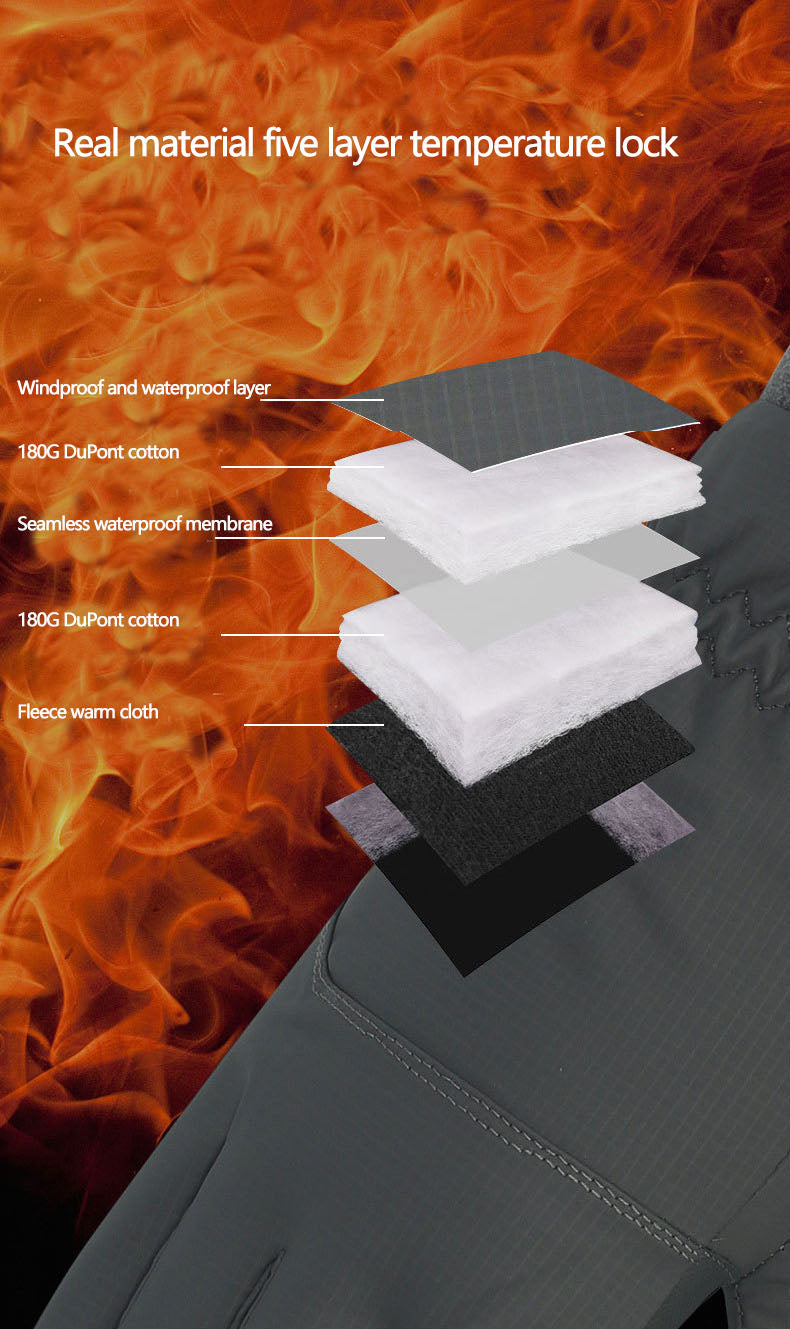 Men's winter skin feel fabric with plush and thickened insulation, cold and waterproof outdoor riding, electric bike and motorcycle gloves