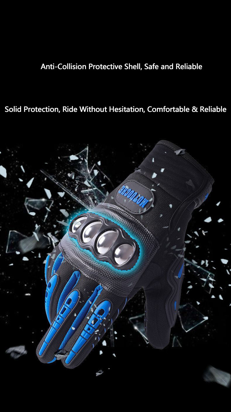 Motorcycle gloves for men riding off-road racing, anti fall and anti slip hard shell with plush thin design, warm touch screen