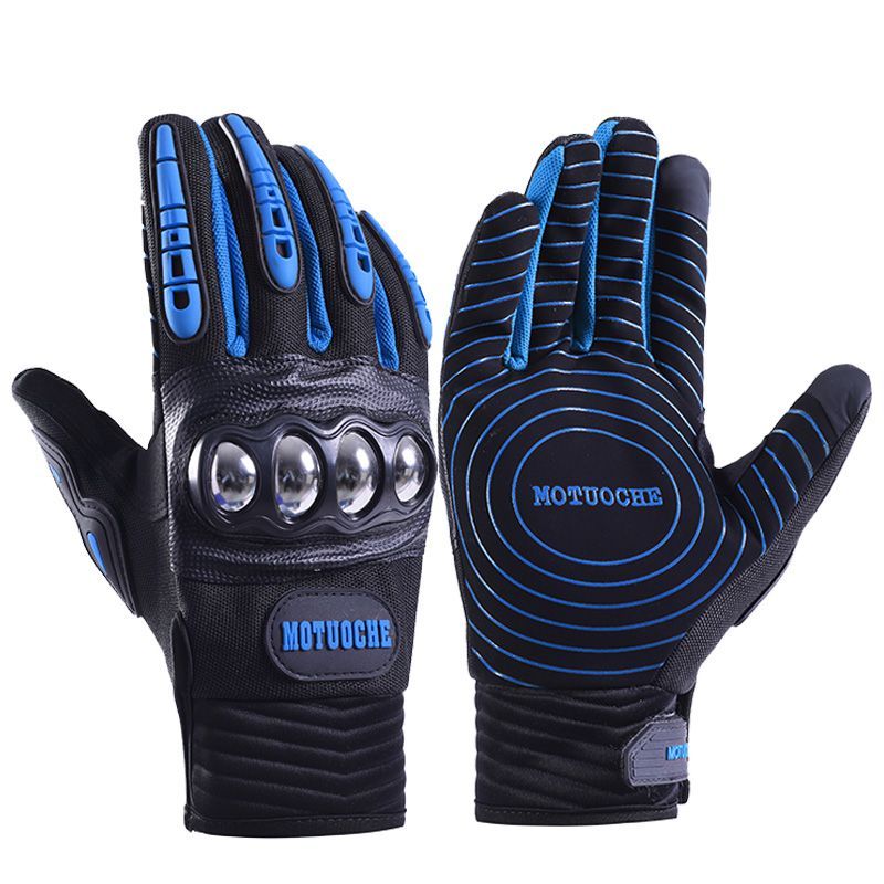 Motorcycle gloves for men riding off-road racing, anti fall and anti slip hard shell with plush thin design, warm touch screen