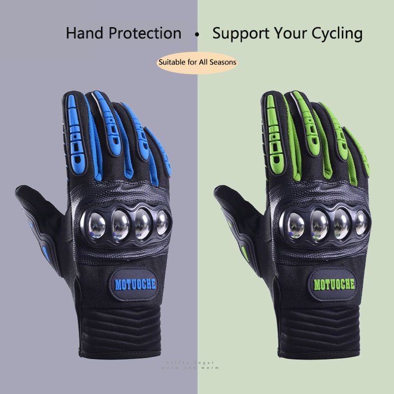 Motorcycle gloves for men riding off-road racing, anti fall and anti slip hard shell with plush thin design, warm touch screen