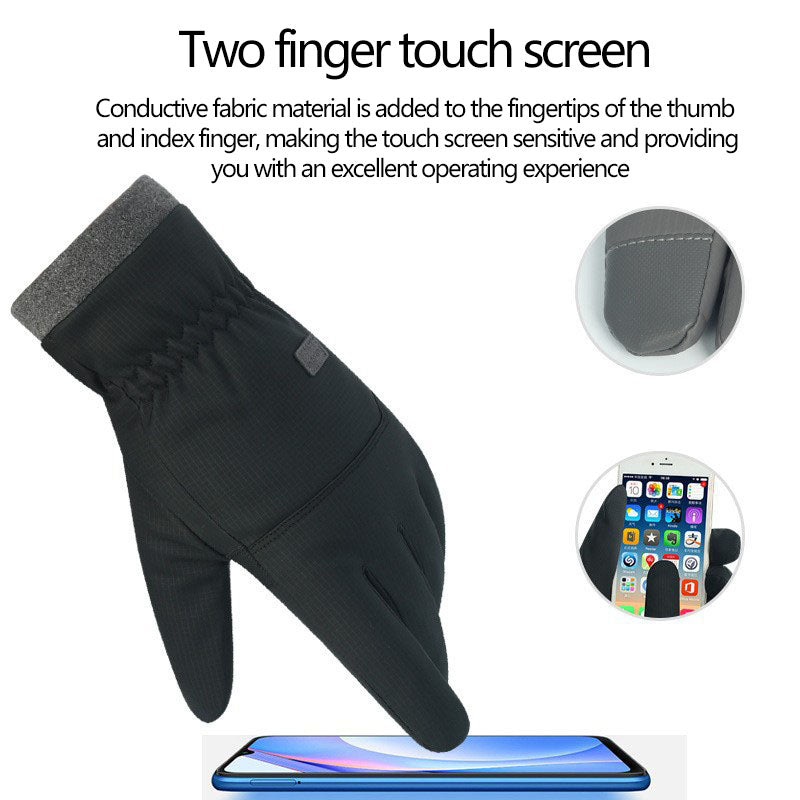 Men's winter skin feel fabric with plush and thickened insulation, cold and waterproof outdoor riding, electric bike and motorcycle gloves