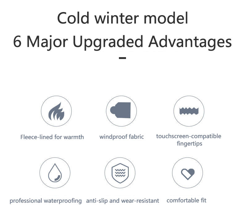 Ski gloves for men and women in winter, with thick velvet, anti splash, anti slip, touch screen, outdoor cycling, cold and warm gloves