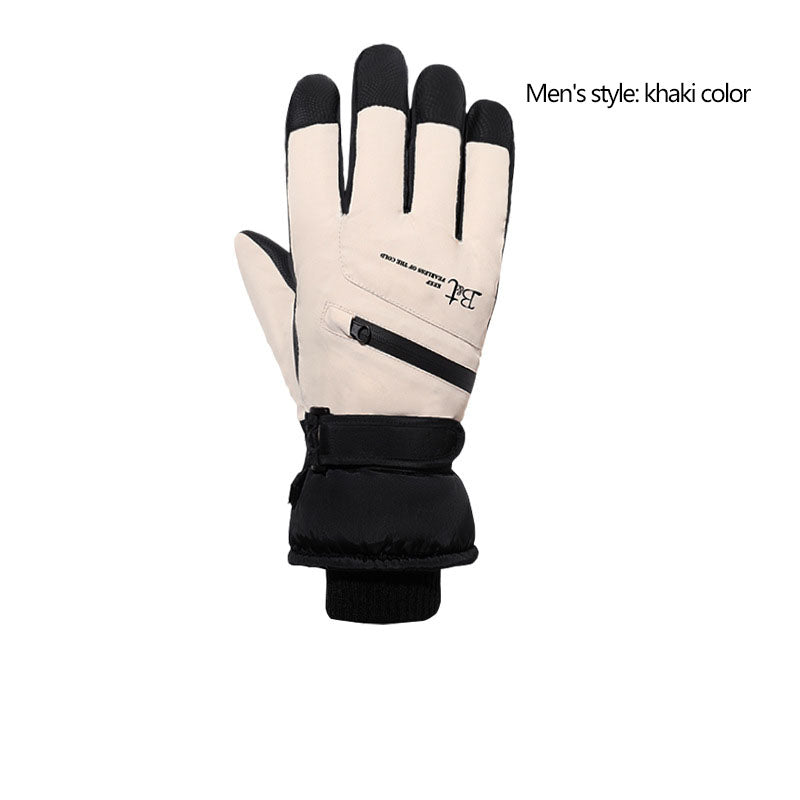 Ski gloves for men and women in winter, with thick velvet, anti splash, anti slip, touch screen, outdoor cycling, cold and warm gloves
