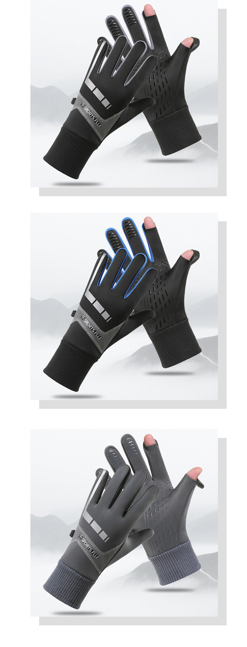 Riding gloves for bicycles, motorcycles, and long fingers, suitable for both men and women in spring, autumn, and winter, with anti slip touch screens