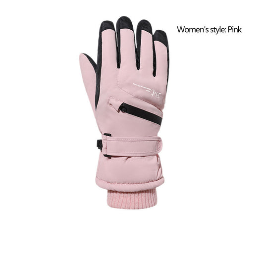 Ski gloves for men and women in winter, with thick velvet, anti splash, anti slip, touch screen, outdoor cycling, cold and warm gloves