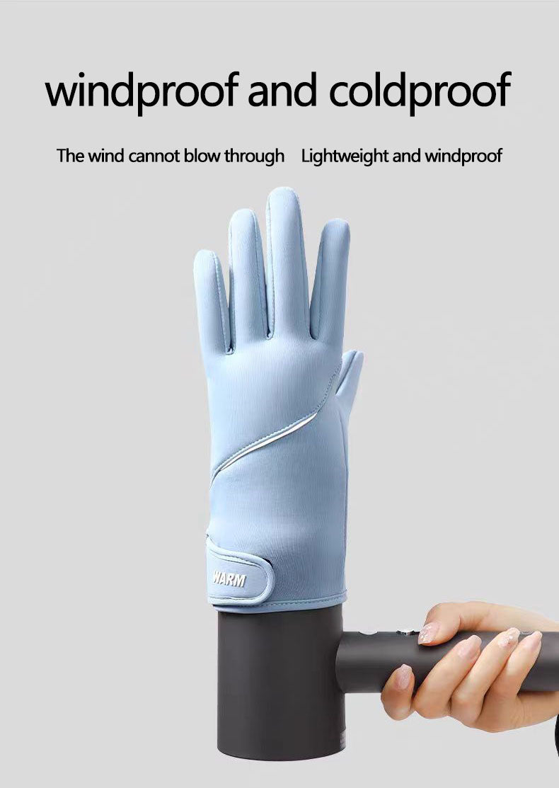 Winter warm gloves for women cycling, windproof touch screen, anti slip, shaping and slimming, thin and fluffy glove