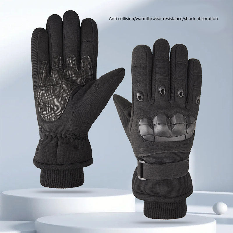 Winter Warm Tactical Gloves with Thick Velvet, Windproof and Waterproof Outdoor Sports Skiing Non slip Full Finger Riding Gloves