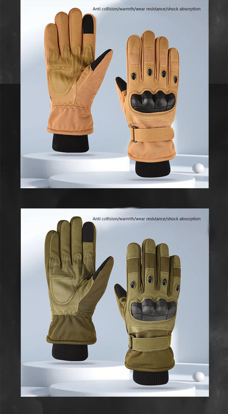 Winter Warm Tactical Gloves with Thick Velvet, Windproof and Waterproof Outdoor Sports Skiing Non slip Full Finger Riding Gloves