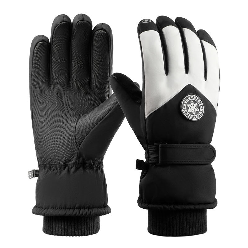 Ski gloves for men and women in winter, with thick velvet, anti splash, anti slip, touch screen, outdoor cycling, cold and warm gloves