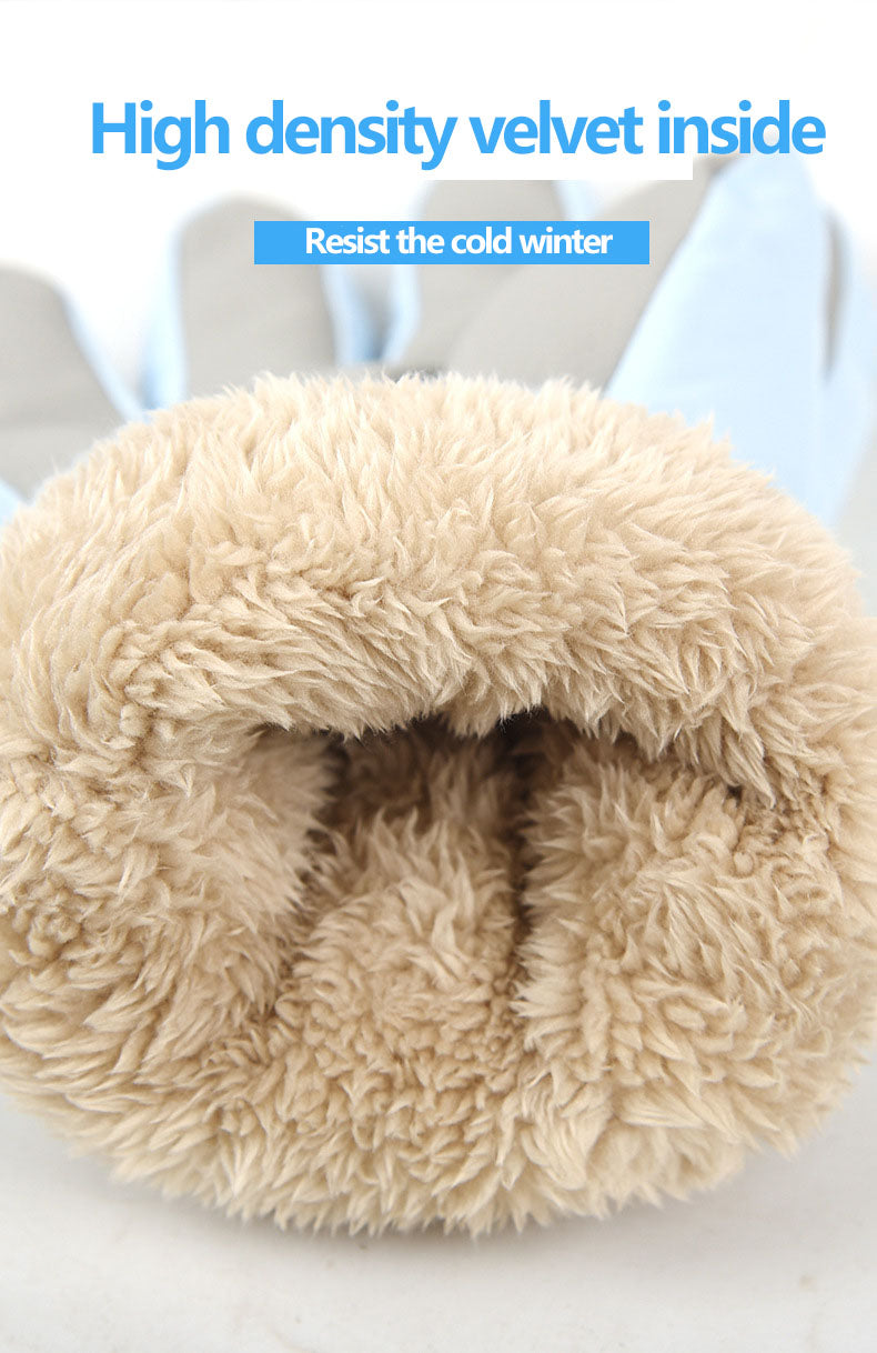 Ski gloves for women in winter, warm riding, anti cold, with thick velvet touch screen and windproof cotton