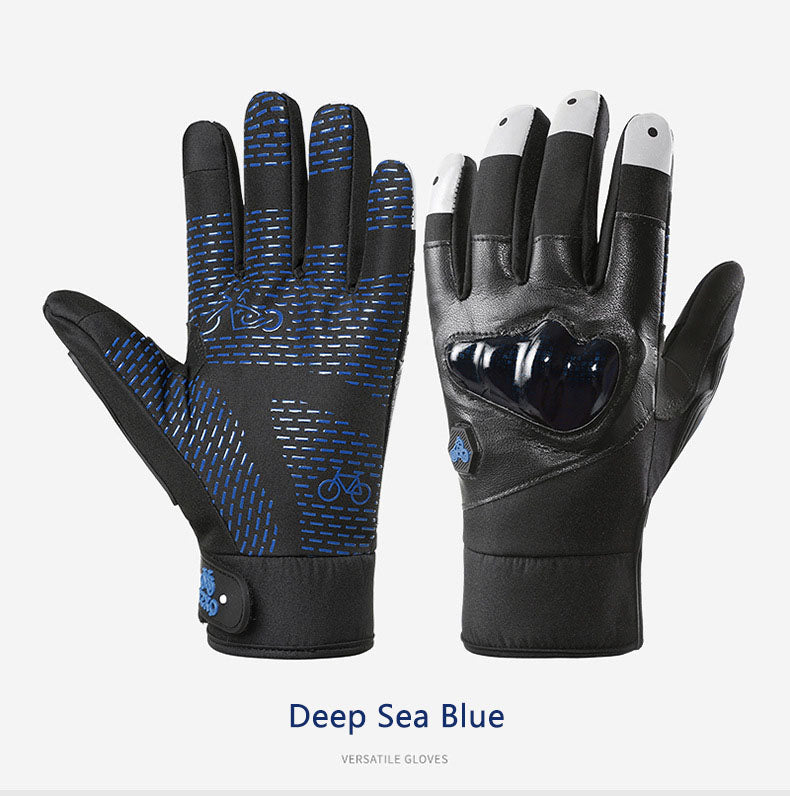 Motorcycle gloves for men riding off-road racing, anti fall and anti slip hard shell with plush thin design, warm touch screen