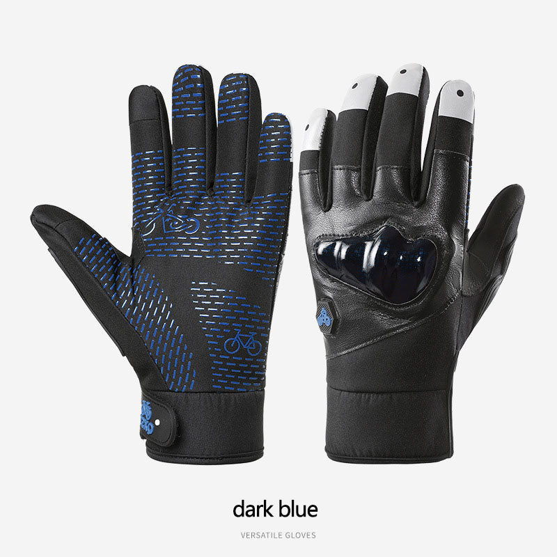 Motorcycle gloves for men riding off-road racing, anti fall and anti slip hard shell with plush thin design, warm touch screen