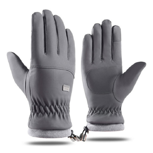 Men's winter skin feel fabric with plush and thickened insulation, cold and waterproof outdoor riding, electric bike and motorcycle gloves