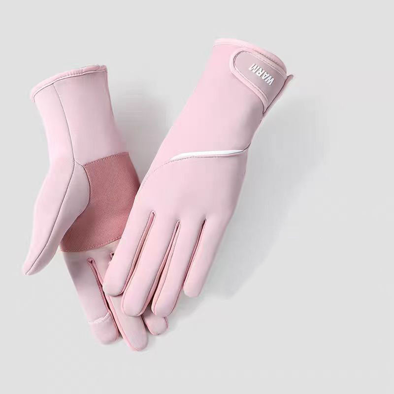 Winter warm gloves for women cycling, windproof touch screen, anti slip, shaping and slimming, thin and fluffy glove