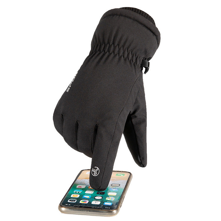 Autumn and winter warm gloves for men and women, touch screen, outdoor cycling, anti slip, windproof, waterproof, and cold proof, with thickened velvet riding gloves