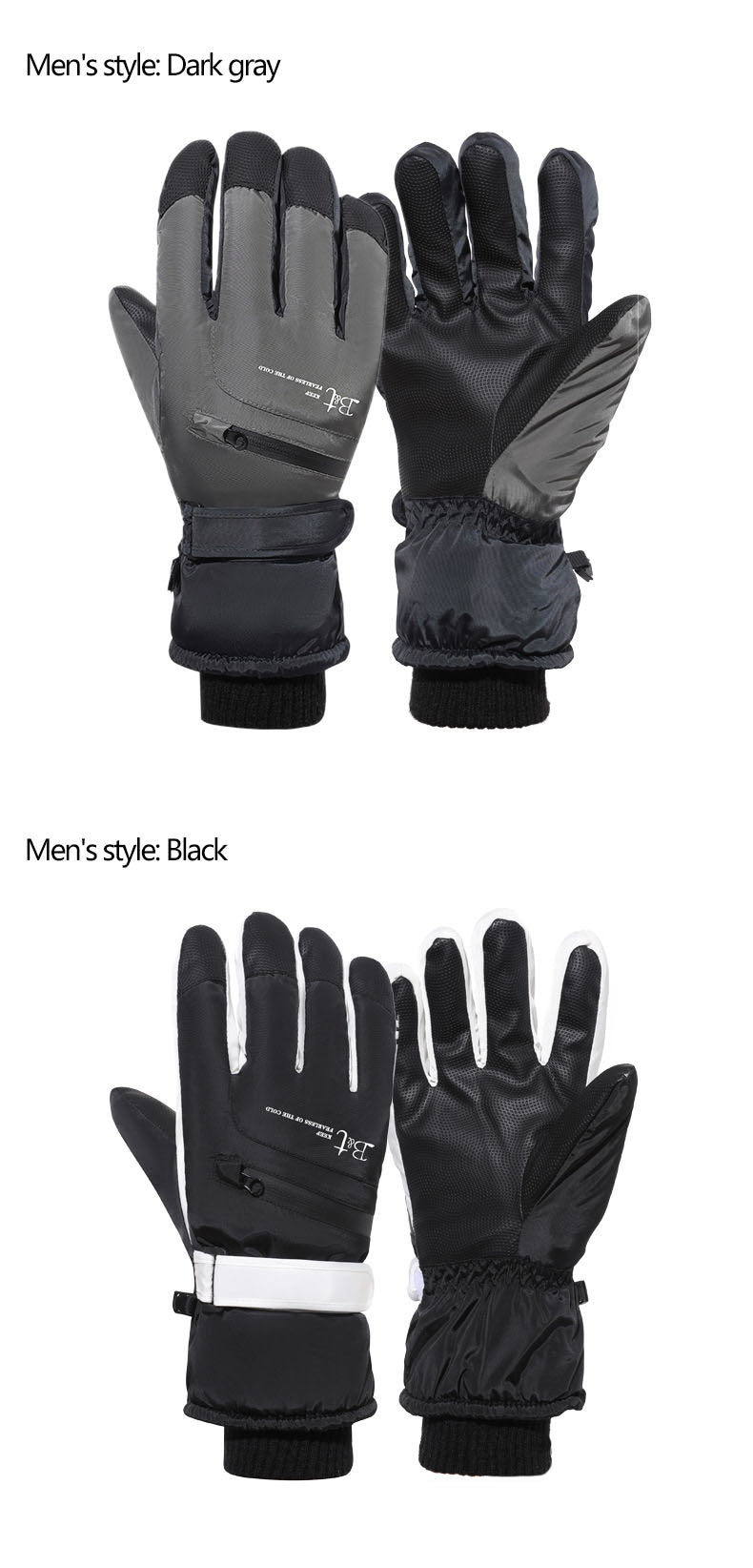 Ski gloves for men and women in winter, with thick velvet, anti splash, anti slip, touch screen, outdoor cycling, cold and warm gloves