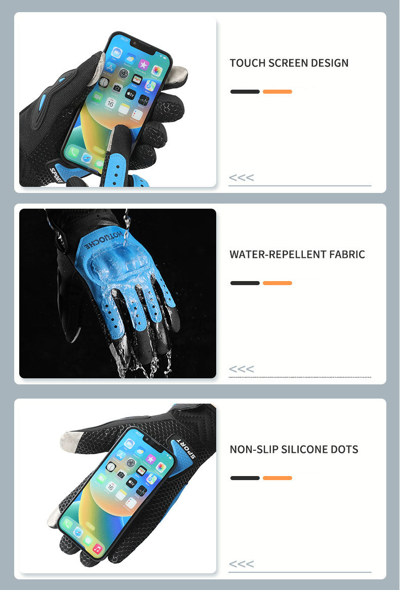 Cycling gloves, men's autumn and winter motorcycle gloves, anti slip off-road riding gloves, touch screen gloves, full finger racing gloves