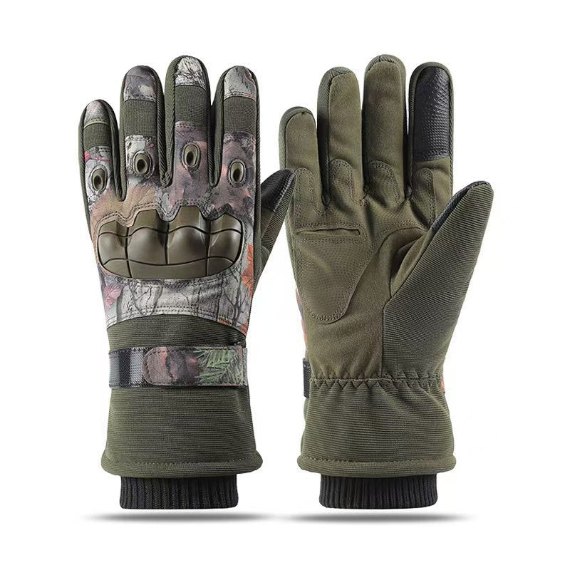 Winter Warm Tactical Gloves with Thick Velvet, Windproof and Waterproof Outdoor Sports Skiing Non slip Full Finger Riding Gloves