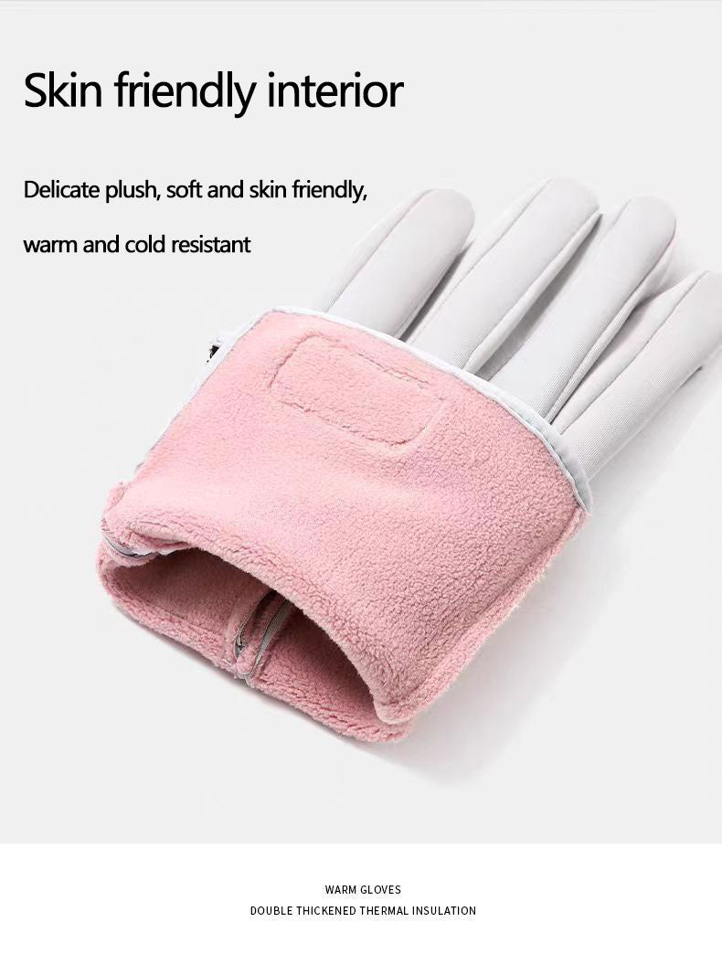 Winter warm gloves for women cycling, windproof touch screen, anti slip, shaping and slimming, thin and fluffy glove