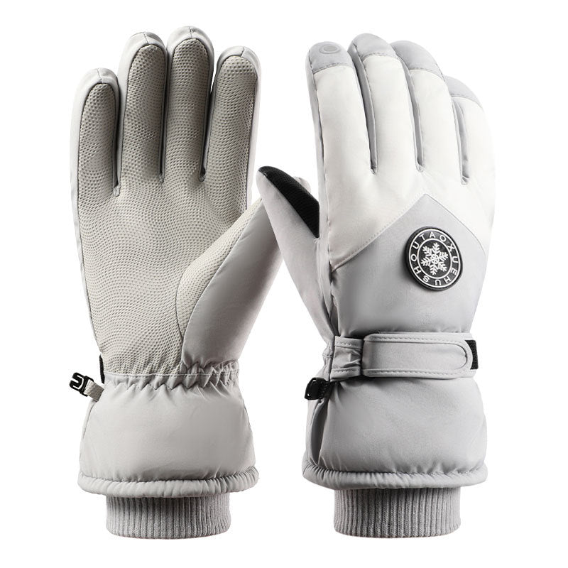 Ski gloves for men and women in winter, with thick velvet, anti splash, anti slip, touch screen, outdoor cycling, cold and warm gloves