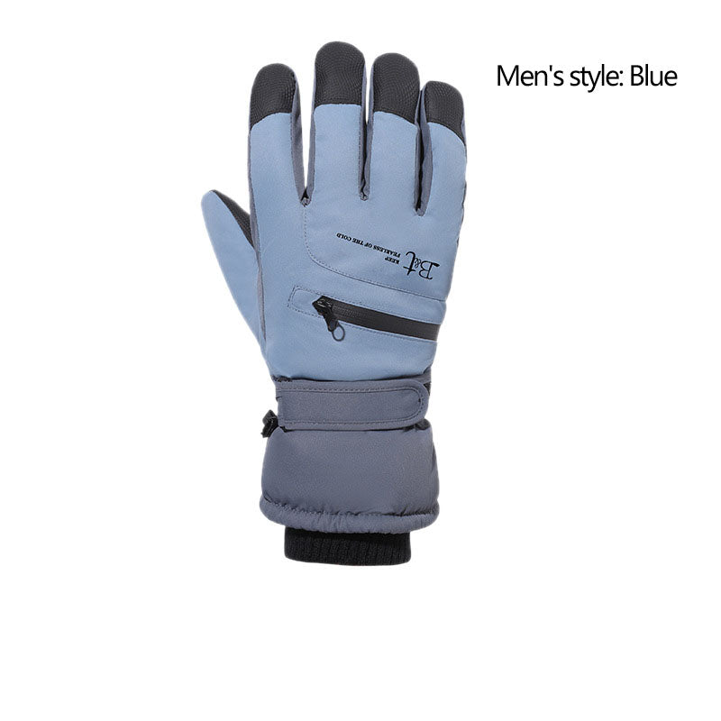 Ski gloves for men and women in winter, with thick velvet, anti splash, anti slip, touch screen, outdoor cycling, cold and warm gloves