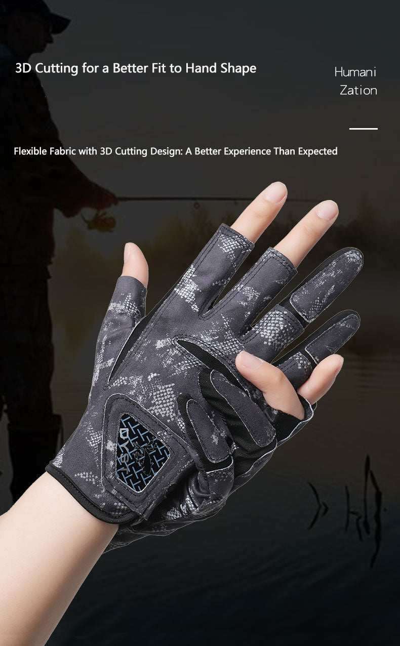 New Style Summer Fishing Gloves: Thin, Outdoor Angling-Ready, Breathable & Cool, Anti-Slip Palm, Sun-Protective & Wear-Resistant, Unisex, Three-Finger Exposed