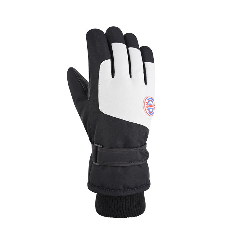 Ski gloves for couples cycling in autumn and winter, warm and touch screen sports, cold proof, and thick cotton gloves with fleece added